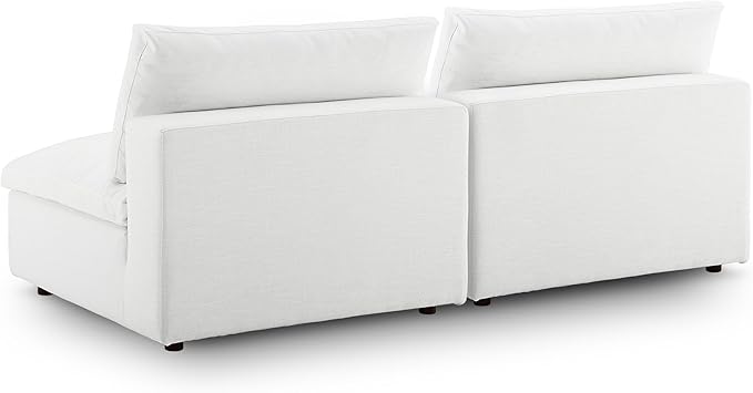 Modway Commix Upholstered Modular Armless Loveseat - Down-Filled Overstuffed Sectional Sofa - 2 Seater Couch - Armless Chairs Set for Contemporary Living Rooms