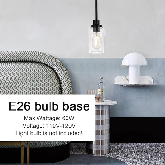 MELUCEE Black Pendant Light 1-Light Modern Dining Room Lighting Fixtures Hanging Mini Chandelier Lighting for Kitchen Island, Pendant Lamp Ceiling Hanging for Stair Hallway