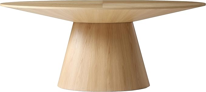 Meridian Furniture 846-T Gavin Collection Mid Century Oval White Oak Wood Dining Table, 72" W x 43.5" D x 30" H