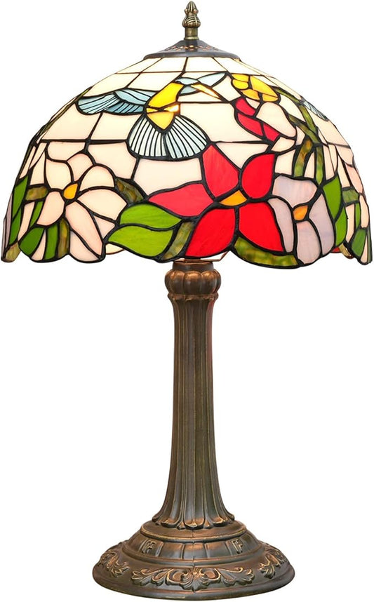Tiffany Lamp Hummingbird Stained Glass Table Lamp 12X12X18 Inches Hummingbird Style Desk Reading Light Decor Beside Bedroom Living Room Home Festival Birthday Gift