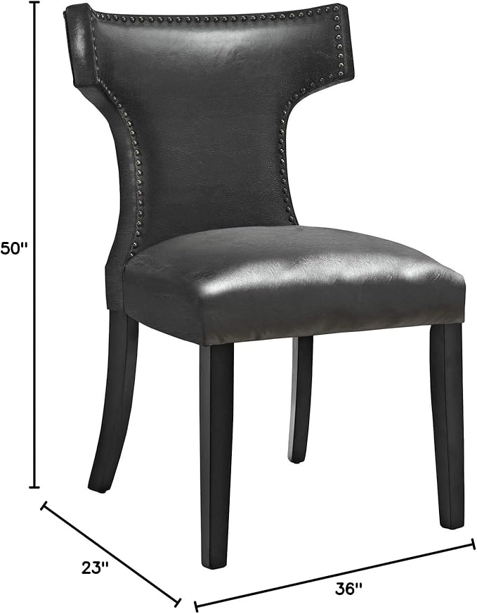Modway EEI-3949-BLK Curve Dining Chair Vinyl Set of 2, Black