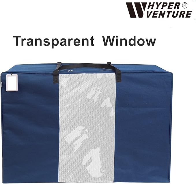 HYPER VENTURE Folding Mattress Storage Bag - Durable Carry Case Fits for Tri-Fold Up to 6 inches Queen Mattress, Navy