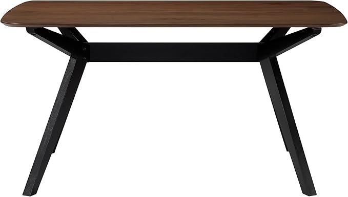 Christopher Knight Home Arley Modern Wooden Dining Table, Solid Wood Rectangular Dining Room Table for 4 People, Sturdy and Space Saving Kitchen Table, Walnut Brown + Black