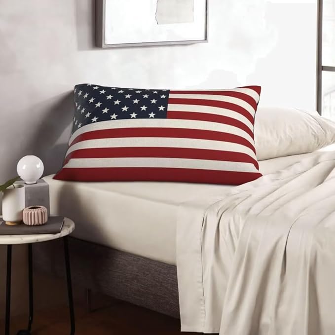 BETGINY 4th of July Pillow Covers 12x20 Set of 2, American Flag Patriotic Decorations Throw Pillow Covers Linen Farmhouse Independence Day Cushion Case for Couch Sofa Summer Home Outdoor Decor