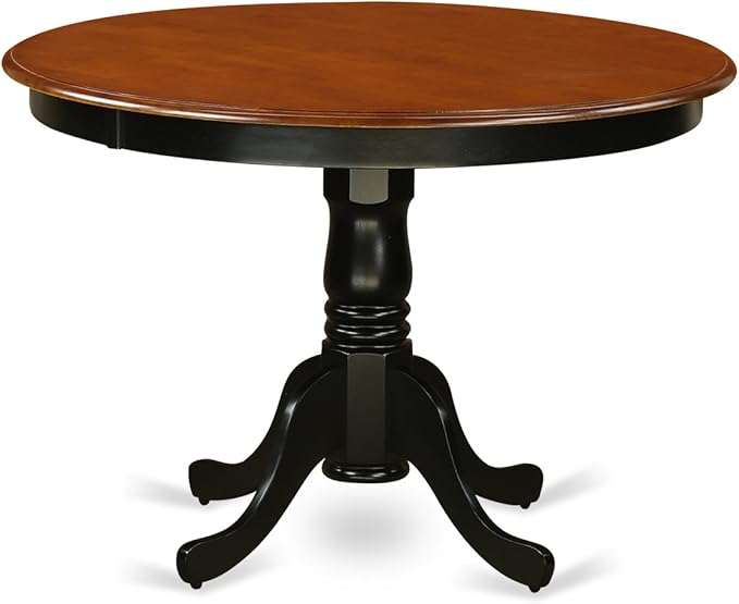 East West Furniture HLKE3-BCH-LC 3 Piece Kitchen Table & Chairs Set Contains a Round Dining Room Table with Pedestal and 2 Faux Leather Upholstered Chairs, 42x42 Inch, Black & Cherry