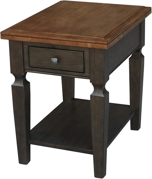 IC INTERNATIONAL CONCEPTS Vista Solid Wood End Table in Hickory/Washed Coal