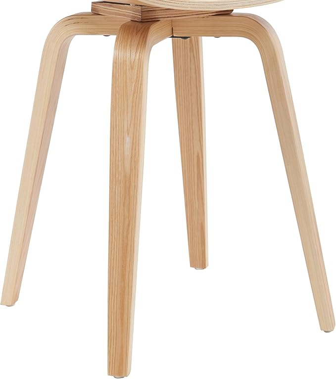 Armen Living Summer Mid-Century Upholstered Dining Chair in Light Blue and Patterned Oak Finish