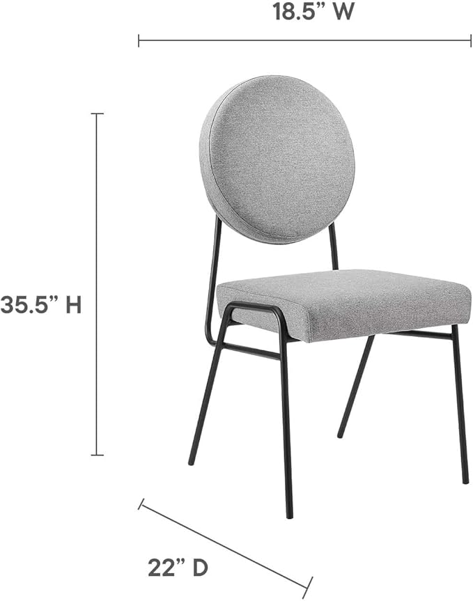 Modway Craft Fabric Upholstered Side Dining Chair in Black Light Gray
