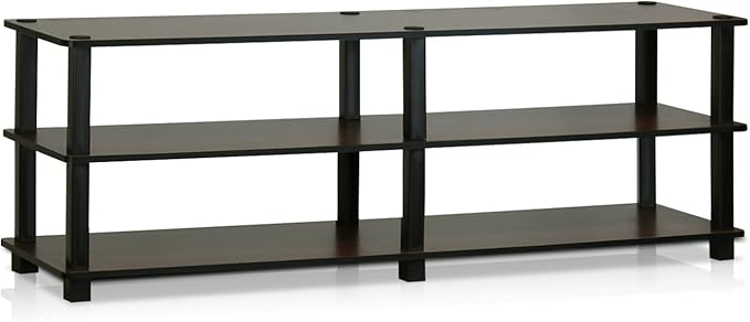 Furinno TURN-S-TUBE TV Stand, 3-Tier No Tools Entertainment Center, TV Console for TV up to 46 Inch, for Living Room, Bedroom, Dark Brown