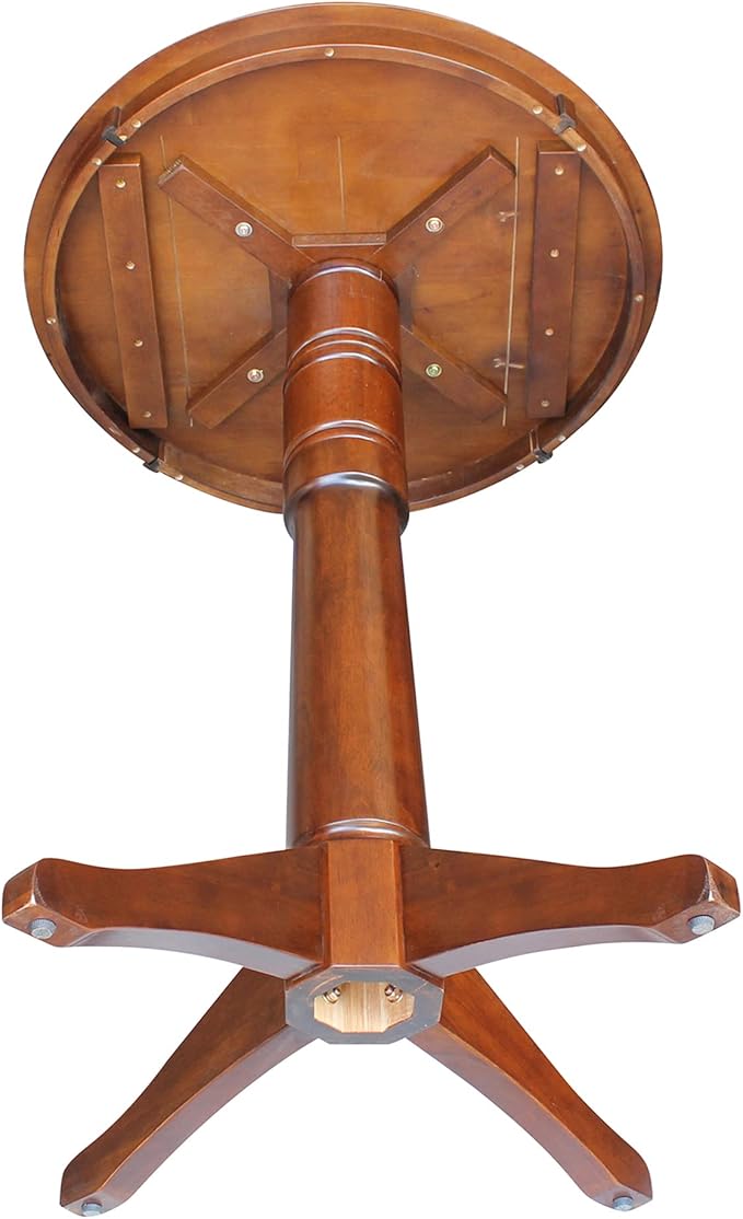 International Concepts 30" Round Wood Pedestal Bar Table in Espresso