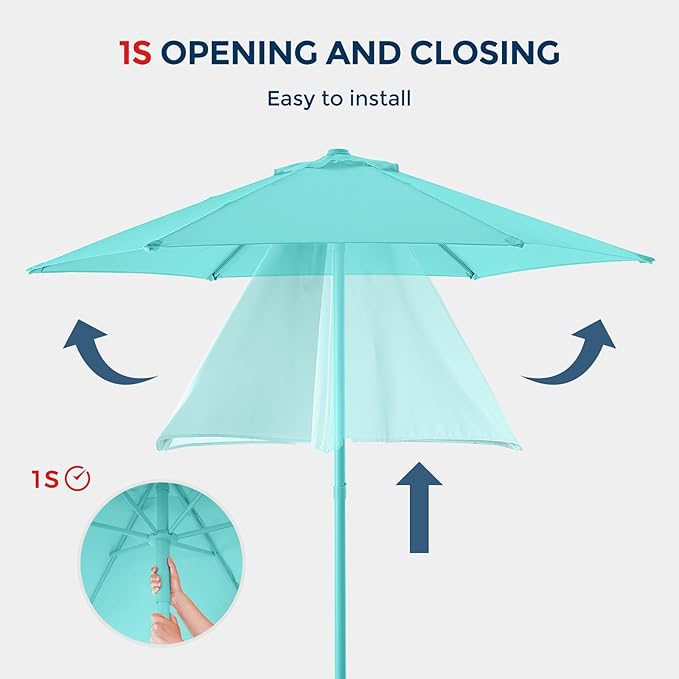 HOMSHADE Outdoor Patio Umbrella - Market Table Pool Deck Umbrella with Push Button Tilt, Crank, UPF50+ UV Protection and Sturdy Ribs, 3-Year Fade Resistance, 220GSM Solution-Dyed Fabric (No base)