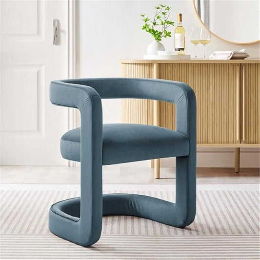 Modway Winslow Stain-Resistant Performance Velvet Accent Chair in [Color]- Open Back Barrel Armchair - Versatile Upholstered Dining Chair - Cozy Reading Chair