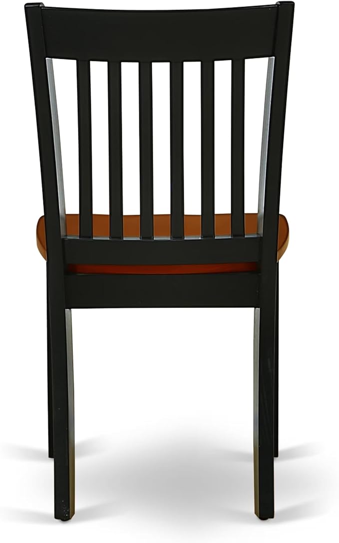 East West Furniture ANNO3-BCH-W 3 Piece Kitchen Table & Chairs Set Contains a Round Dining Room Table with Pedestal and 2 Solid Wood Seat Chairs, 36x36 Inch, Black & Cherry