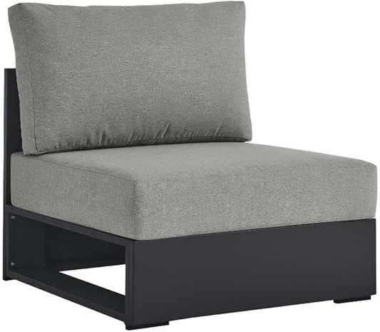 Modway Tahoe Aluminum Armless Patio Gray Modular Weather-Resistant Cushions-Perfect as Club Outdoor Lounge Chair