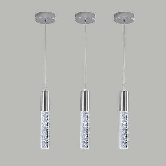 3-Pack Modern Crystal Pendant Light for Kitchen Island, Elegant Chrome LED Bubble Hanging Chandelier Lighting Fixture for Dining Room Bedside