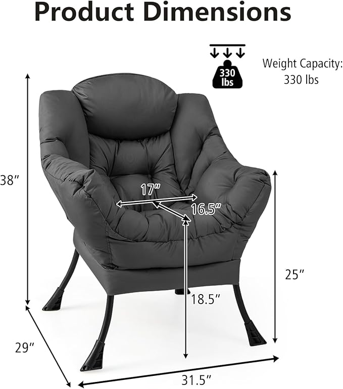 KOMFOTT Modern Accent Chair Set of 2, Soft Upholstered Lazy Sofa with Side Pocket & Armrests, Single Sofa Armchair, Leisure Sofa Chair for Living Room, Bedroom, Gray