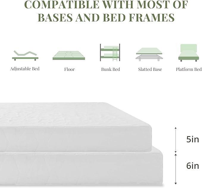 6 Inch Twin Size Memory Foam Mattress in a Box for Kids, Relieve Pressure with Medium Firm Support, Fiberglass Free, CertiPUR-US Certified