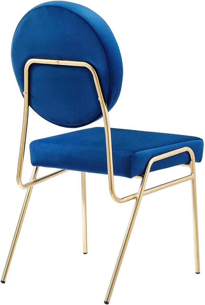 Modway Craft Performance Velvet Upholstered Side Gold Navy, Dining Chairs-Set of 2