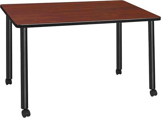 Regency Kee 42 x 24 in. Mobile Training Seminar Table- Cherry Top, Black Legs