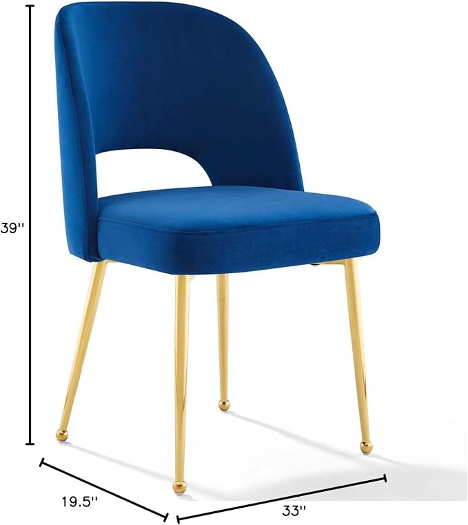 Modway Rouse Dining Room Side Chair Set of 2, Navy