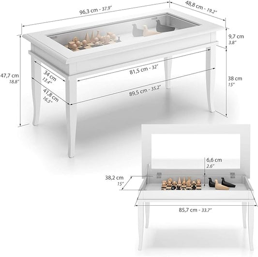 Mobili Fiver, Classico Coffee Table, Matt White, Melamine-Finished/Glass, Modern Coffee Table, Italian Furniture
