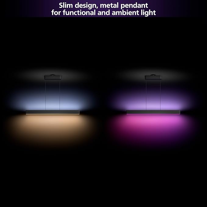 PHILIPS Hue Ensis Smart LED Pendant Light Black, Two LED Light Sources, White & Color Light, Bluetooth Compatible, Voice Control with Alexa, Apple Home & Google Assistant