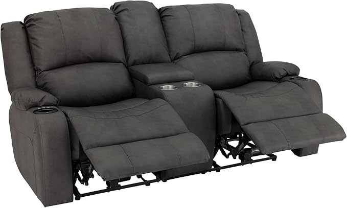 RecPro Charles 70" Powered Double RV Wall Hugger Recliner Sofa | Loveseat | RV Furniture with Upgraded 2023 Fabric (Gunmetal)