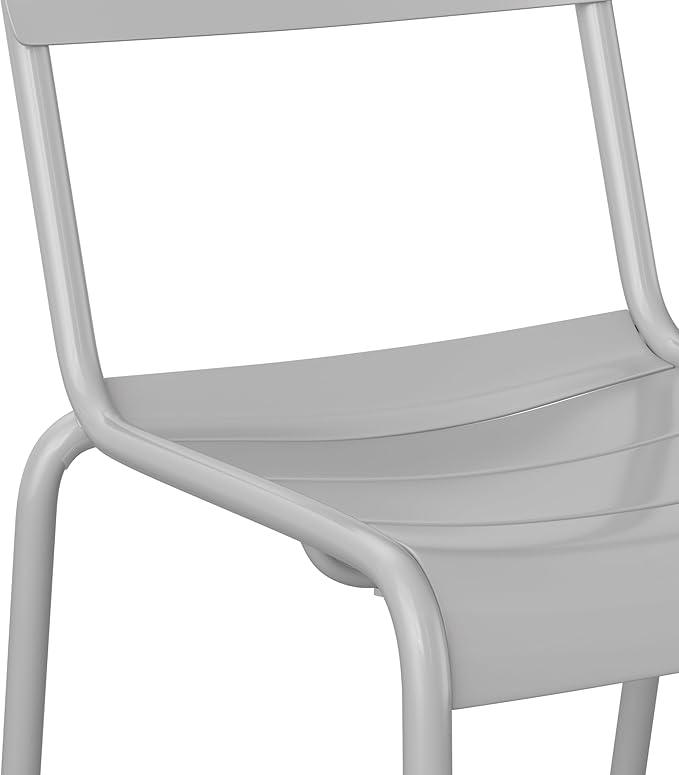Flash Furniture Nash Commercial Grade Steel Stack Chair, Indoor-Outdoor Armless Chair with 2 Slat Back, Set of 2, Silver