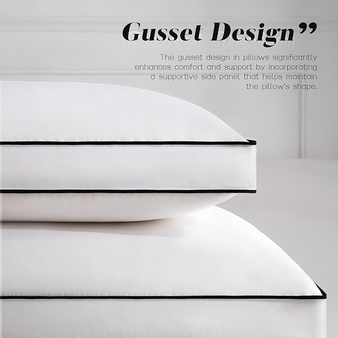 DOWNSTORIA Feather Down Pillows King Size Set of 2 with Gusset, Luxury Hotel Collection Bed Pillow 2 Pack, Down Surrounded Pillows for Sleeping, Soft Fluffy for Side, Back Sleepers 20x36 in.