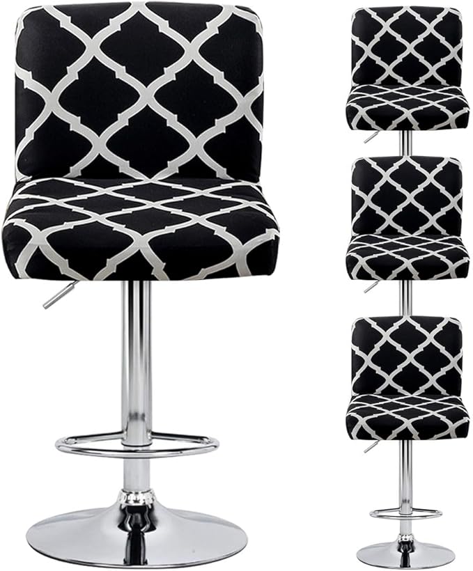 Levoberg Bar Stools Cover Set of 4 Printed Armless Swivel Barstools Slipcovers with Backs Stretch Square Counter Height Bar Stools Covers Modern Style #1