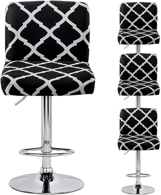Levoberg Bar Stools Cover Set of 4 Printed Armless Swivel Barstools Slipcovers with Backs Stretch Square Counter Height Bar Stools Covers Modern Style #1