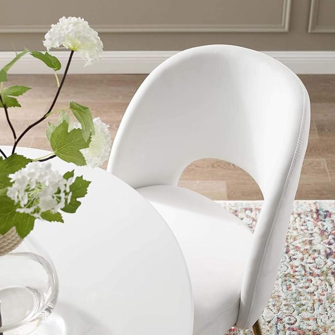 Modway Rouse Performance Velvet Dining Side Chair in White