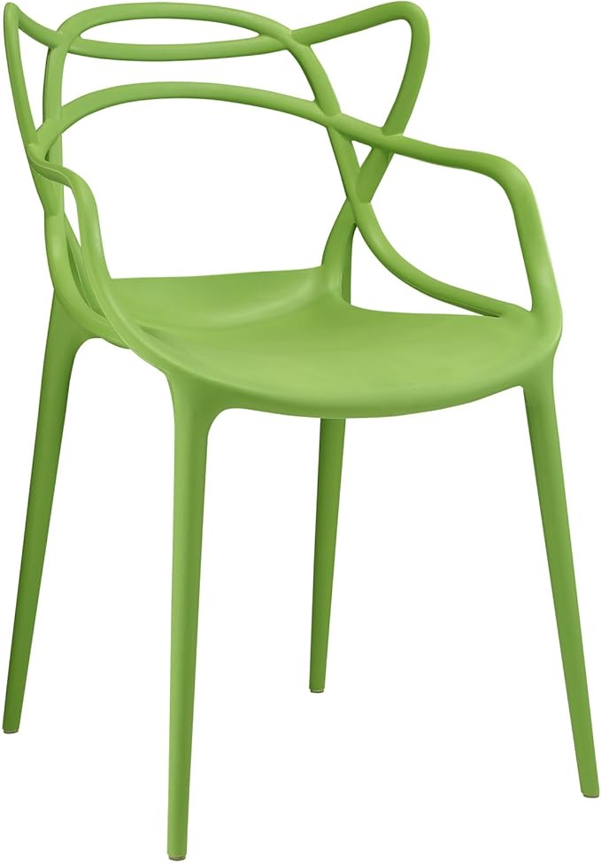 Modway Entangled Modern Molded Plastic Kitchen and Dining Room Arm Chair in Green - Fully Assembled