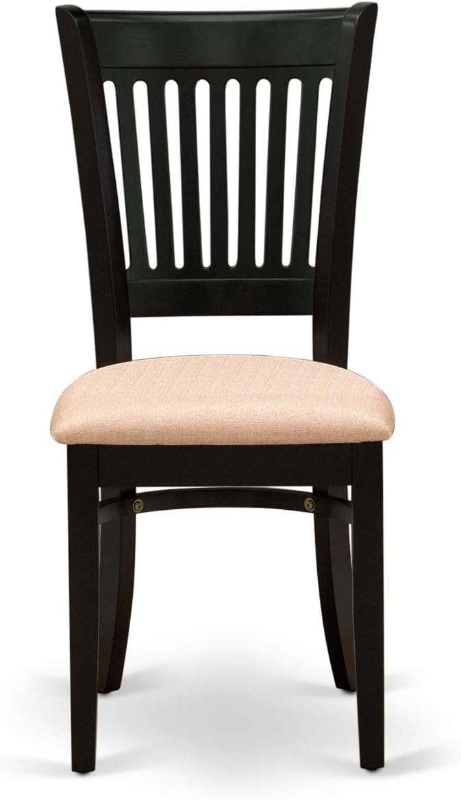 East West Furniture ANVA5-BLK-C 5 Piece Dining Room Furniture Set Includes a Round Dining Table with Pedestal and 4 Linen Fabric Upholstered Chairs, 36x36 Inch, Black