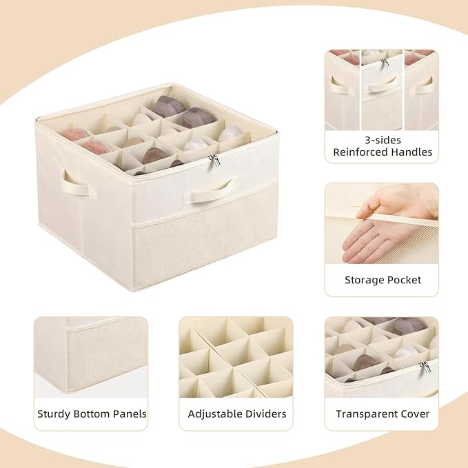 2 Pack Shoe Organizer for Closet: Fits up to 16-32 Pairs, Foldable Shoe Storage Organizer Bin with Adjustable Dividers and Clear Cover, Shoe Storage Containers for Wardrobe
