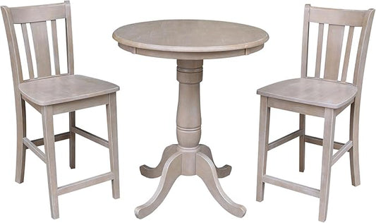 IC INTERNATIONAL CONCEPTS 30" Round Pedestal Gathering Height Table with 2 San Remo Counter Height Stools