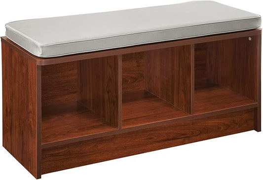 ClosetMaid 1633 Cubeicals 3-Cube Storage Bench, Dark Cherry with Gray Cushion