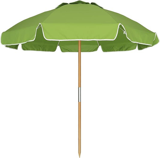 AMMSUN 7.5ft Heavy Duty High Wind Beach Umbrella Commercial Grade with Air Vent Ash Wood Pole & Carry Bag UPF 50+ Sun Protection for Patio Garden Pool Backyard Olive Green