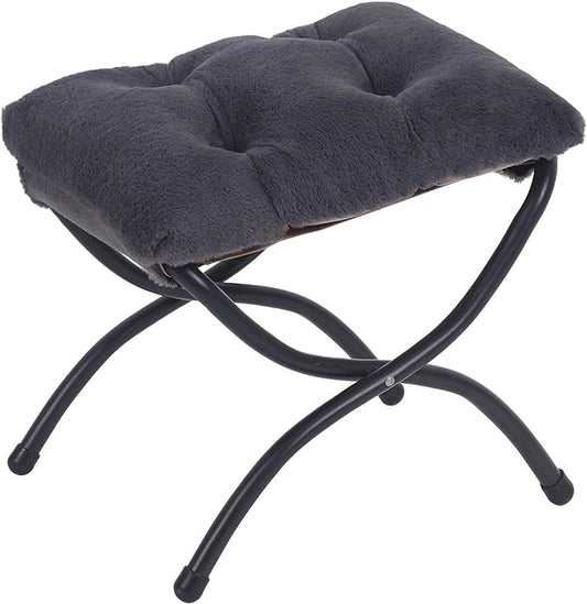 LITA Folding Upholstered Footrest Stool, Modern Small Portable Accent Ottoman with Detachable Thick Cotton Cushion Padded Sofa Stool with Metal Frame for Lazy Chair, Living Room & Bedroom