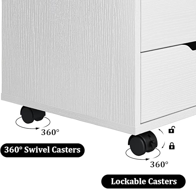 Panana 5/7 Drawer Chest, Wooden Tall Dresser Storage Dresser Cabinet with Wheels, Office Organization and Storage, Bedroom Furniture (White, 5 Drawer)