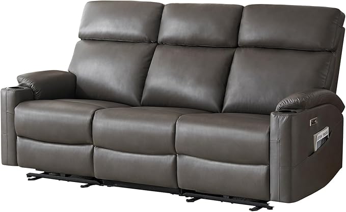 3 Seater Recliner Sofa Power Reclining Sofa,Power Recliner Couch 3 Seats with Extended Footrest for Living Room (Charcoal Gray)