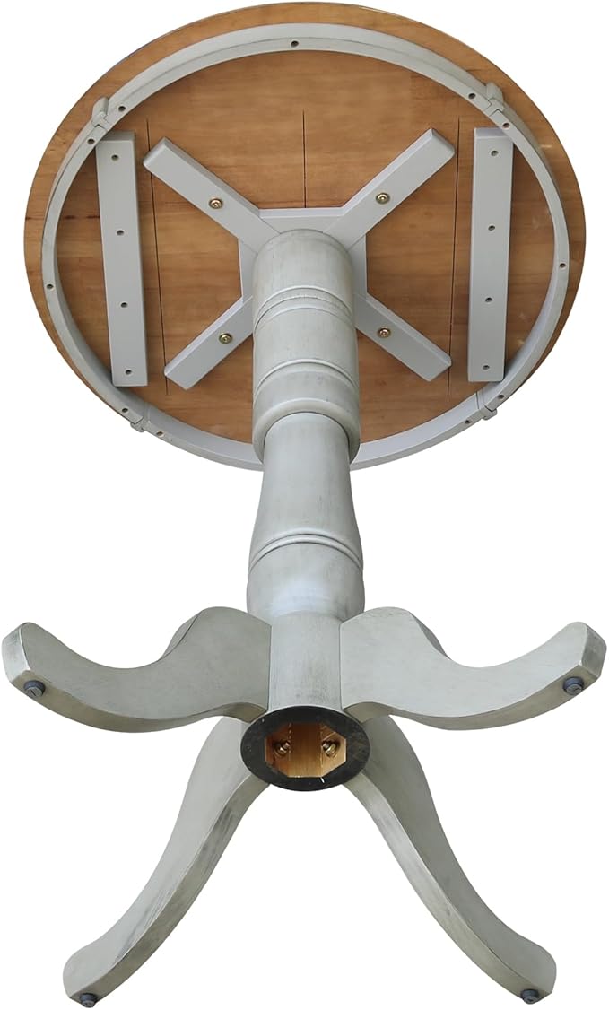 IC INTERNATIONAL CONCEPTS 30" Round Wood Distressed Hickory/Stone Table-Bar Height