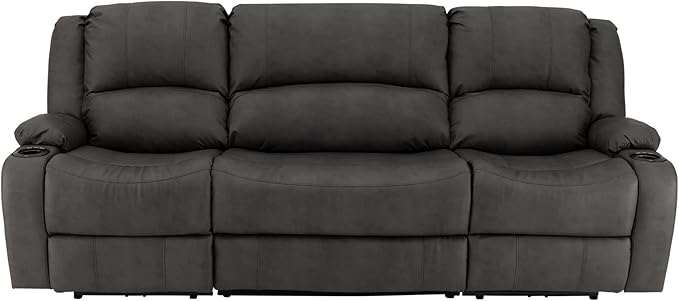 RecPro Charles 94" Powered Triple RV Wall Hugger Recliner | Drop Down Console | RV Furniture with Upgraded 2023 Fabric (Gunmetal)