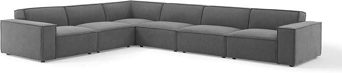 Modway Restore 6-Piece Upholstered Sectional Sofa in Charcoal