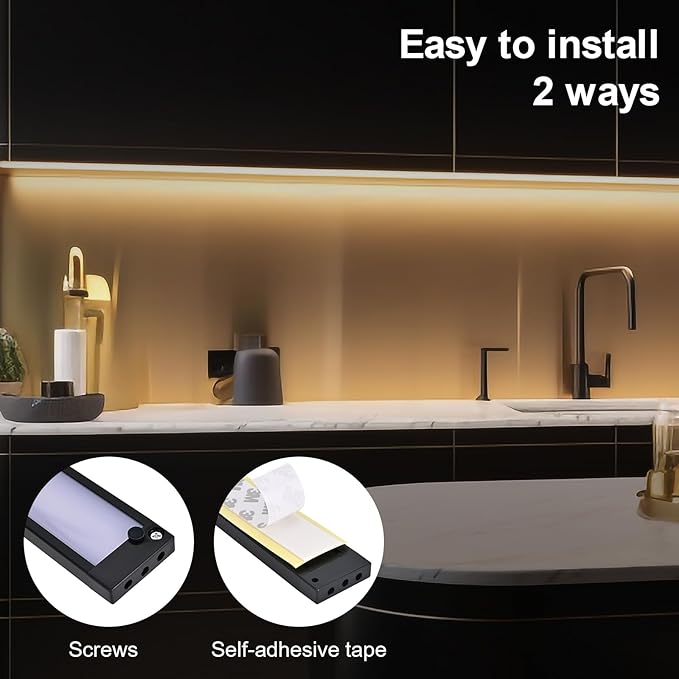 4pack 7inch Dimmable LED Kitchen Light Kit, 2700-6000K Smart Closet Cabinet Lighting Fixture APP Control, Work with Alexa, Google Assistant, for Under Counter, Garage, Pantry (Black)