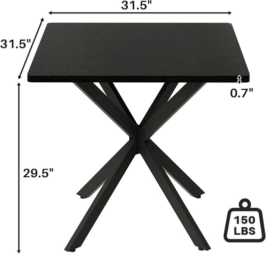 Unovivy 31.5" Small Square Dining Table for 2-4, Space Saving Kitchen Dinner Table, Industrial Compact Modern Dining Room Desk for Kitchen, Apartment, Black
