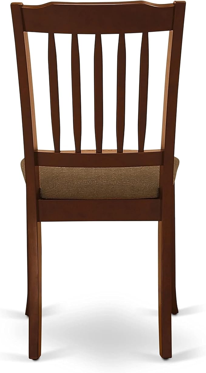 East West Furniture DAC-MAH-C Danbury Dining Room Chairs - Linen Fabric Upholstered Solid Wood Chairs, Set of 2, Mahogany