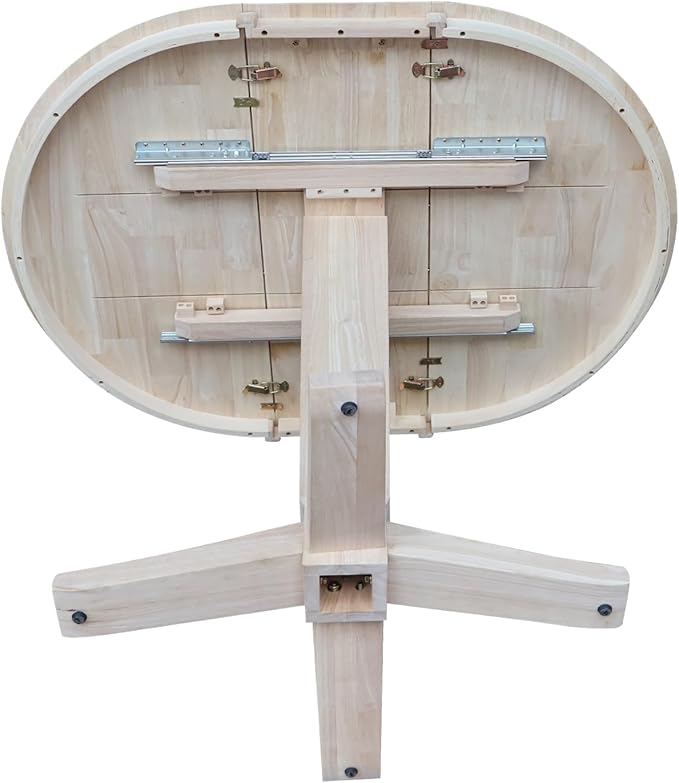 IC INTERNATIONAL CONCEPTS 36" Soild Wood Round Top Pedestal Counter Height Dining Table with 12 in Leaf