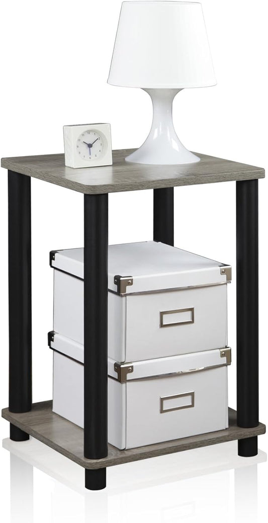 FURINNO Turn-N-Tube Haydn End Table, 1-Pack, French Oak Grey/Black