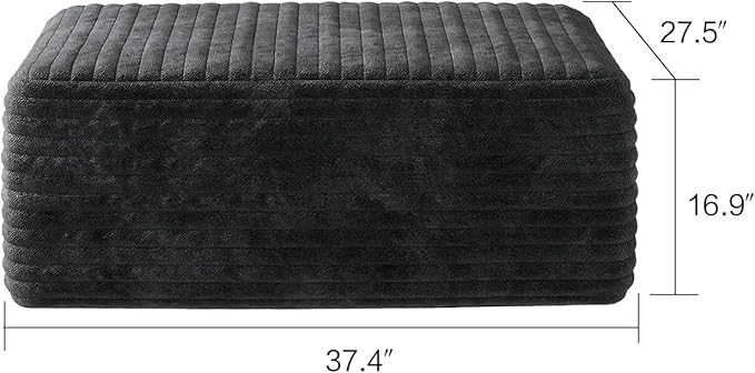 107" U Shaped Corduroy Couch with Ottoman, Compression Boneless Sofa, Deep Seat Cloud Modular Couch, Comfy Sectional Couches for Living Room Bedroom, No Assembly, Right Facing Chaise, Black